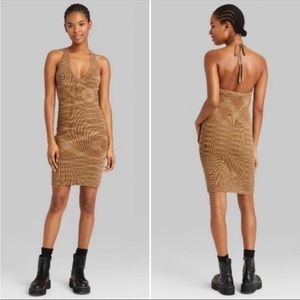 NWT Wild Fable Knit Brown Halter Dress
